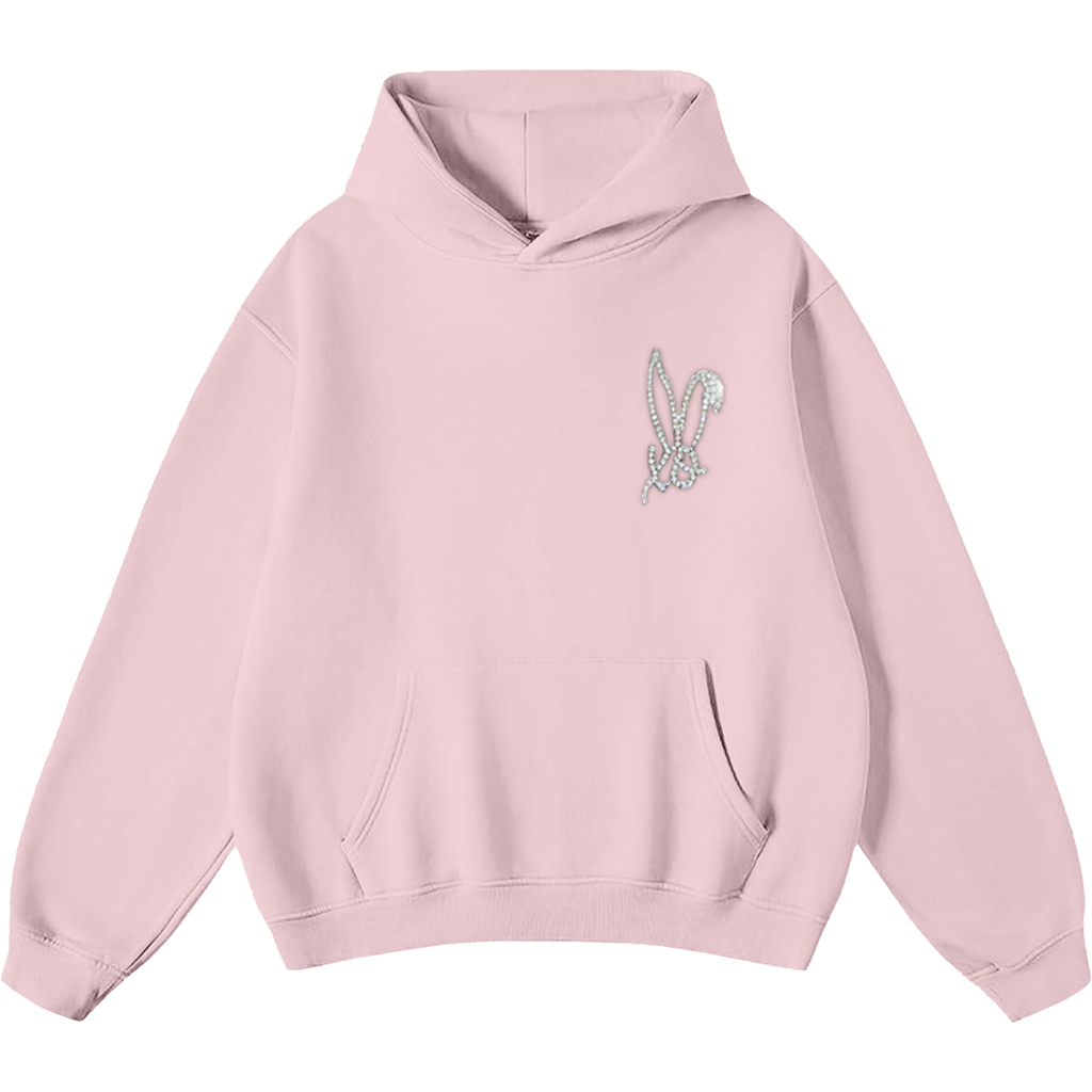 Official Bunnie Xo Store - Bedazzled XO Logo Light Pink Hoodie