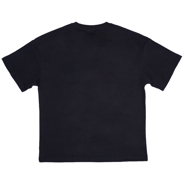 A classic black cotton tee with embroidered Bunnie Xo logo in black on the front. 