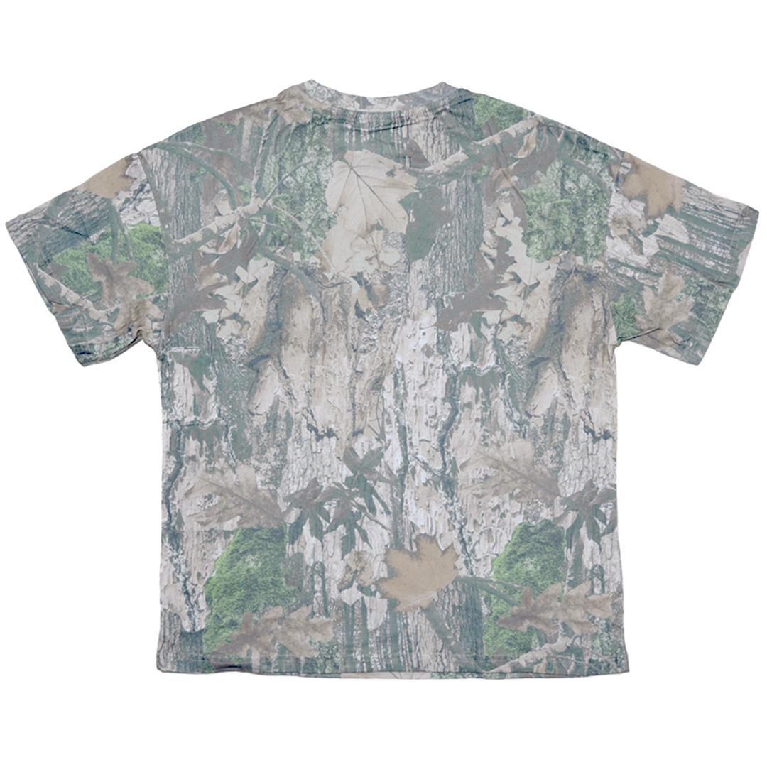 A classic real camo print tee with the Bunnie Xo logo embroidered in black on the front. 
