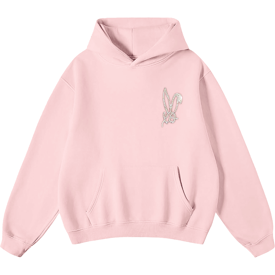 Official Bunnie Xo Store - Bedazzled XO Logo Light Pink Hoodie Official Bunnie Xo Store - Bedazzled XO Logo Light Pink Hoodie