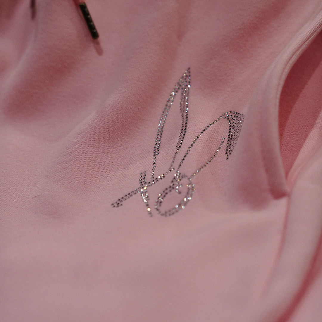 Official Bunnie Xo Store - Bedazzled XO Logo Light Pink Hoodie Official Bunnie Xo Store - Bedazzled XO Logo Light Pink Hoodie